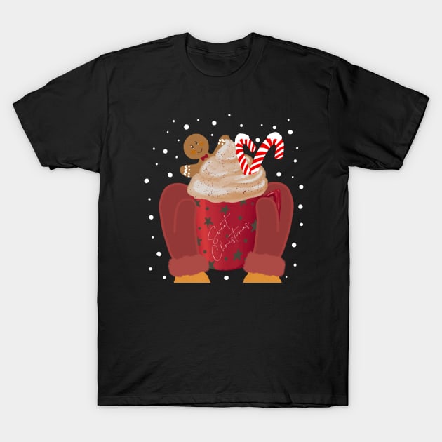 Christmas cup, gingerbread men, hot cocoa, sweet christmas T-Shirt by BosskaDesign